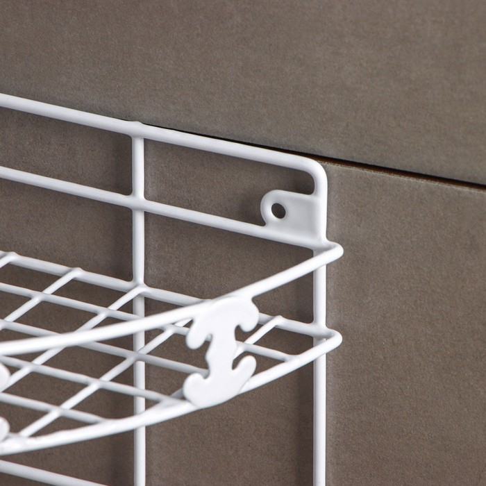 Полка угловая двухъярусная Доляна, 20&times;20&times;33 см, цвет белый