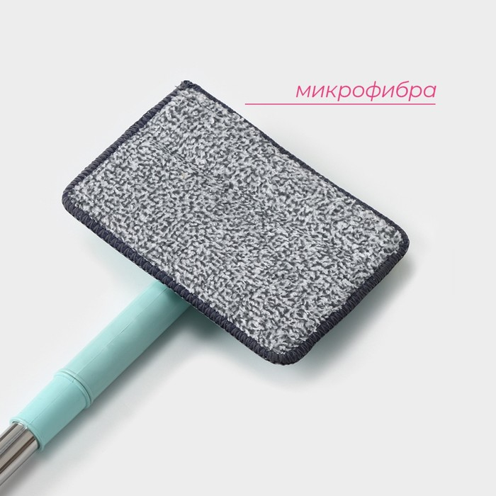 Щётка для окон Доляна, стальная телескопическая ручка 59(105) см, водосгон силикон 16 см, насадка микрофибра 12&times;16 см