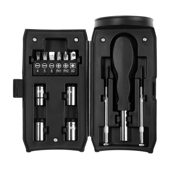 Набор инструментов ТУНДРА, подарочный пластиковый кейс "Банка", 13 предметов