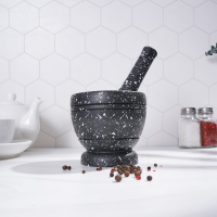 Ступка с пестиком Доляна &laquo;Чёрный камень&raquo;, 10,5&times;10,5&times;20 см, цвет чёрный