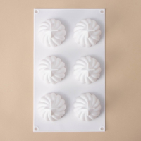 Форма для муссовых десертов и выпечки Доляна &laquo;Взбитые сливки&raquo;, 29&times;17&times;5 см, 6 ячеек (d=6,5 см), цвет белый