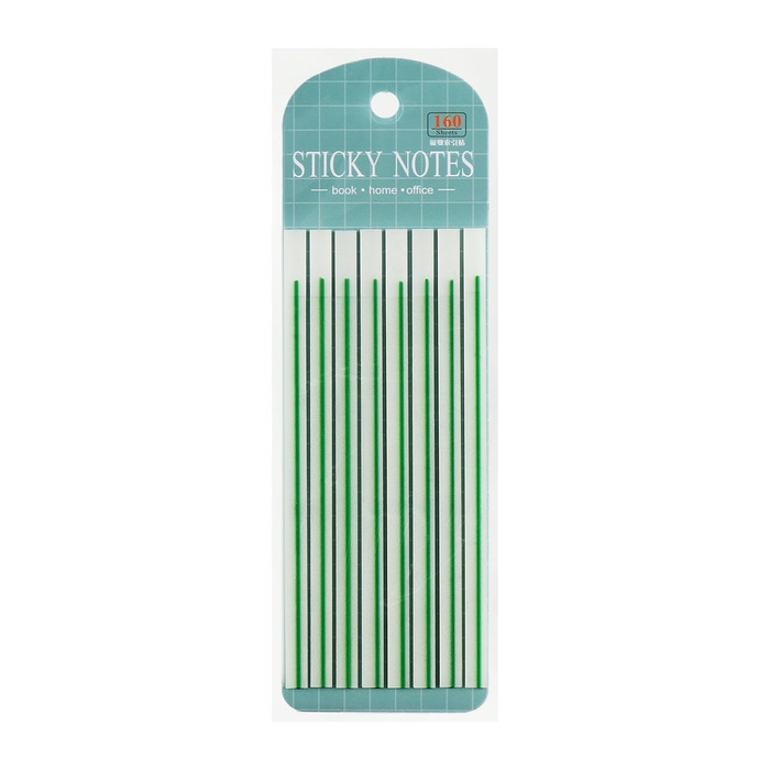 Блок-закладка с липким краем пластик 20л х 8 штук, зеленая полоска,140мм х 6мм CALLIGRATA   105326