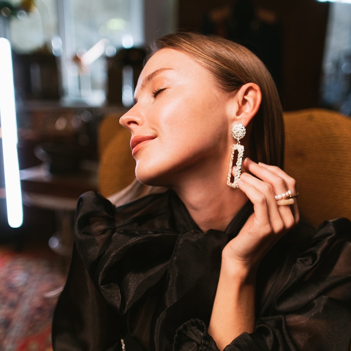 Серьги металл &laquo;Карибы&raquo; длинный прямоугольник, цвет розовое золото