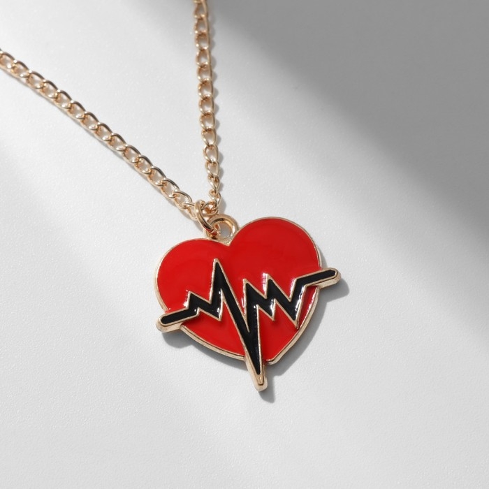 Кулон &laquo;Сердце&raquo; пульсирующее, цвет чёрно-красный в золоте, 42 см