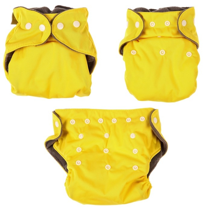 Многоразовый подгузник, 3-15 кг, угольно-бамбуковая ткань, цвет желтый, Крошка Я