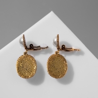 Клипсы &laquo;Круг с овалом&raquo; с сеттингом, цвет чернёное золото