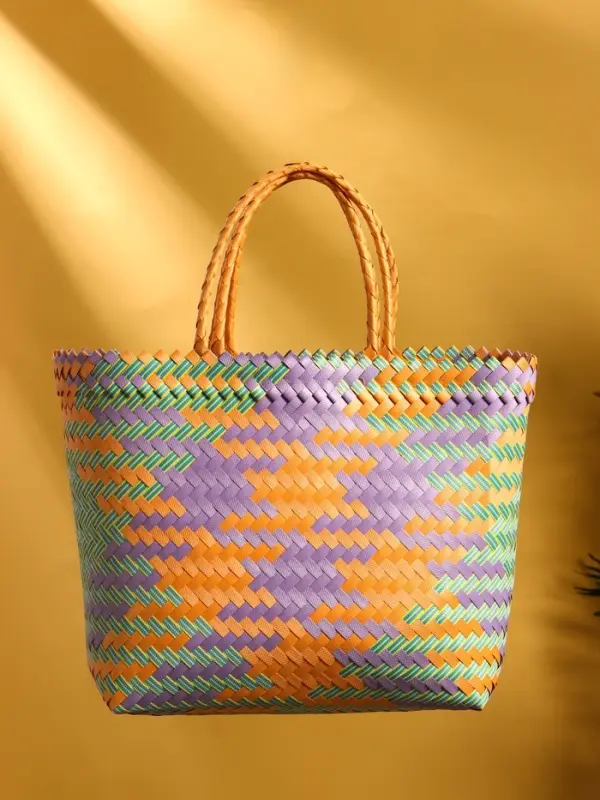 Сумка плетёная, 30&times;15&times;30 см, пластик, разноцветная