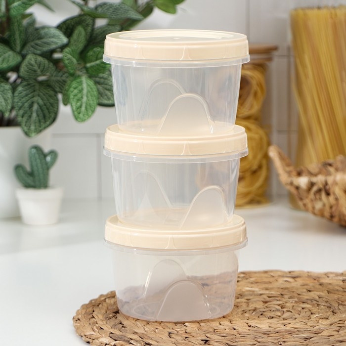 Набор банок для хранения продуктов с крышкой &laquo;Фиджи&raquo;, 3 шт, 0,7 л, цвет крышки МИКС