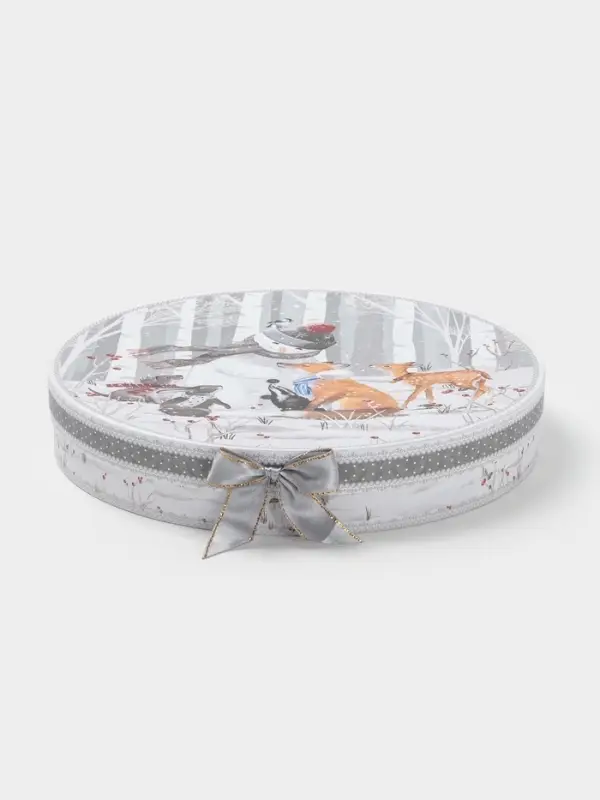 Набор тарелок новогодних &laquo;Снежные забавы&raquo;, 2 шт., d=25.5 см, керамика, подарочная упаковка, белый