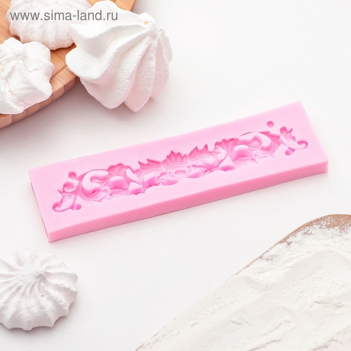 Молд Доляна &laquo;Лепнина&raquo;, силикон, 13,5&times;3,5 см, цвет розовый