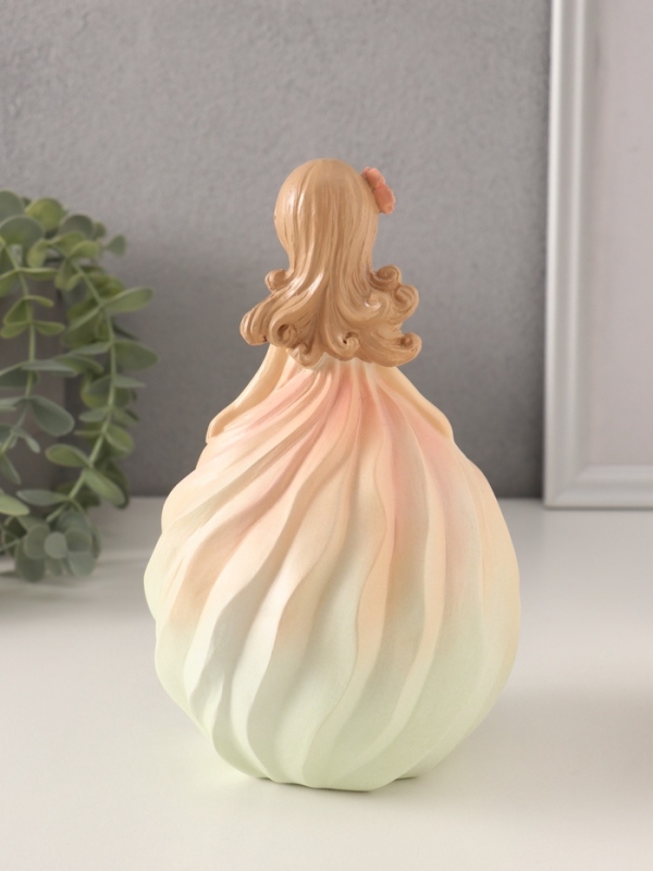 Сувенир полистоун "Девочка-зефирка с цветком в волосах" розово-жёлтый 11,5х10,5х18,5 см