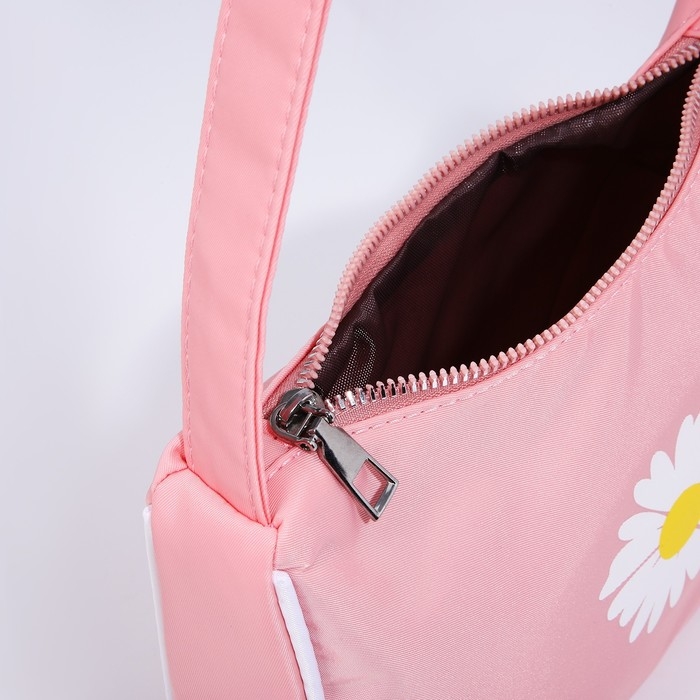 Сумка молодёжная на молнии, цвет розовый