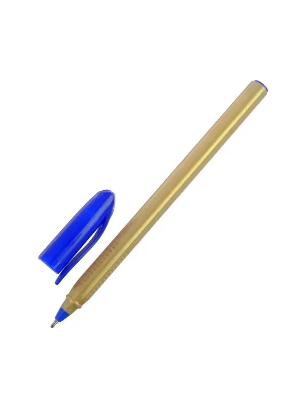 Ручка шариковая, 1.0 мм, стержень синий, корпус треугольный золотой