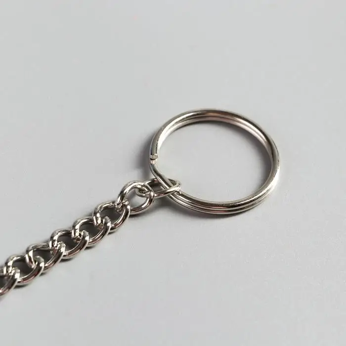 Цепочка д/ключей с карабином на кольце Витая серебро