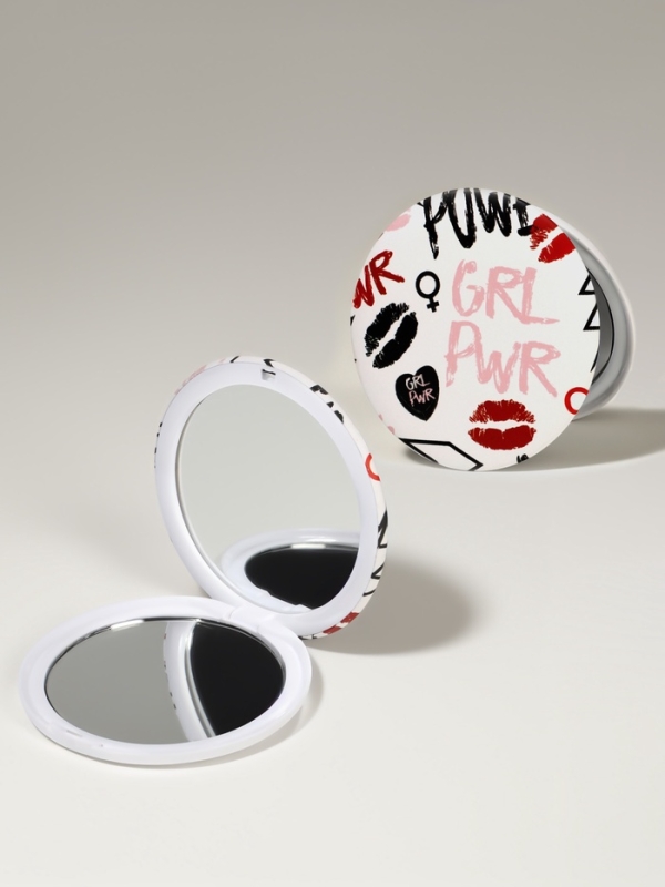 Зеркало складное круг (2) c/увел d7,5см GRL PWR белый пласт пакет QF