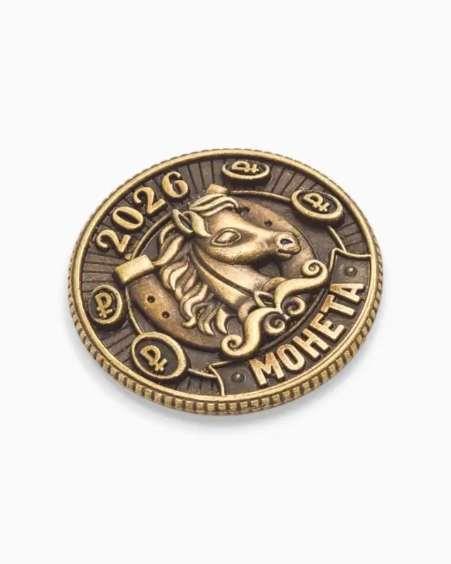 Монета новогодняя сувенирная &laquo;Богатства&raquo; акварель, латунь, диам 2.5см