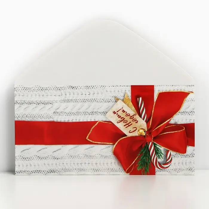 Конверт для денег без эффектов &laquo;С Новым годом&raquo;, бант, 16.5 х 8 см