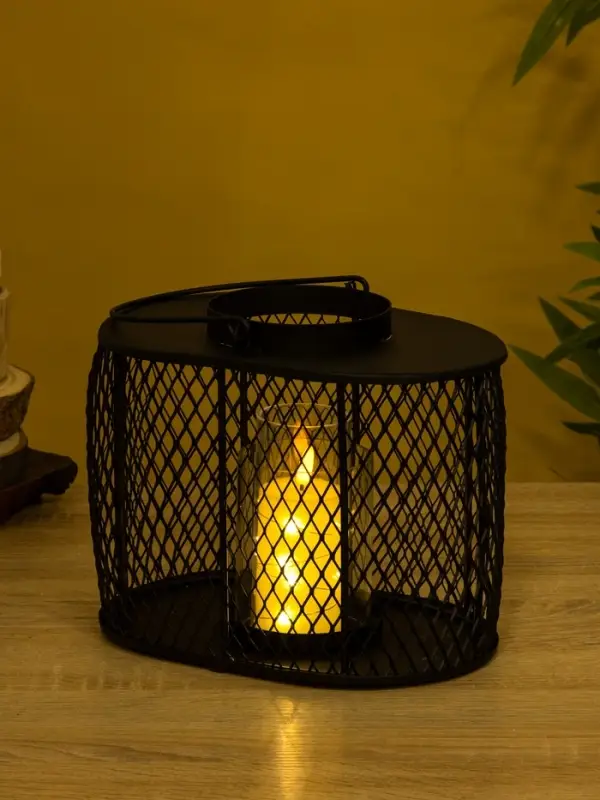 Подсвечник фонарь со стеклянной колбой 19,5х23х15,5 см, d 10 см, металл, цв. чёрный