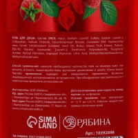 Гель для душа, увлажнение и уход, аромат малины, 400 мл, Рябина