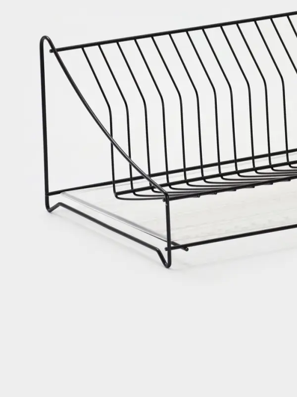 Сушилка для тарелок с поддоном 38*17,5*23,5 см, цвет черный