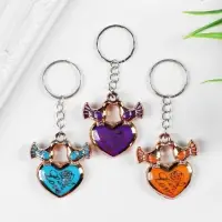 Брелок для ключей на кольце &laquo;Голубки на сердце&raquo;, пластик под металл, 3&times;3.7 см, МИКС