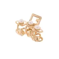 Крабик для волос &laquo;Маргарита&raquo;, сердечки жемчуг, 3 см, золото