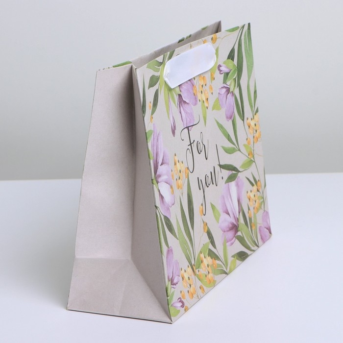 Пакет подарочный крафтовый, упаковка, &laquo;For you&raquo;, 22 х 17,5 х 8 см