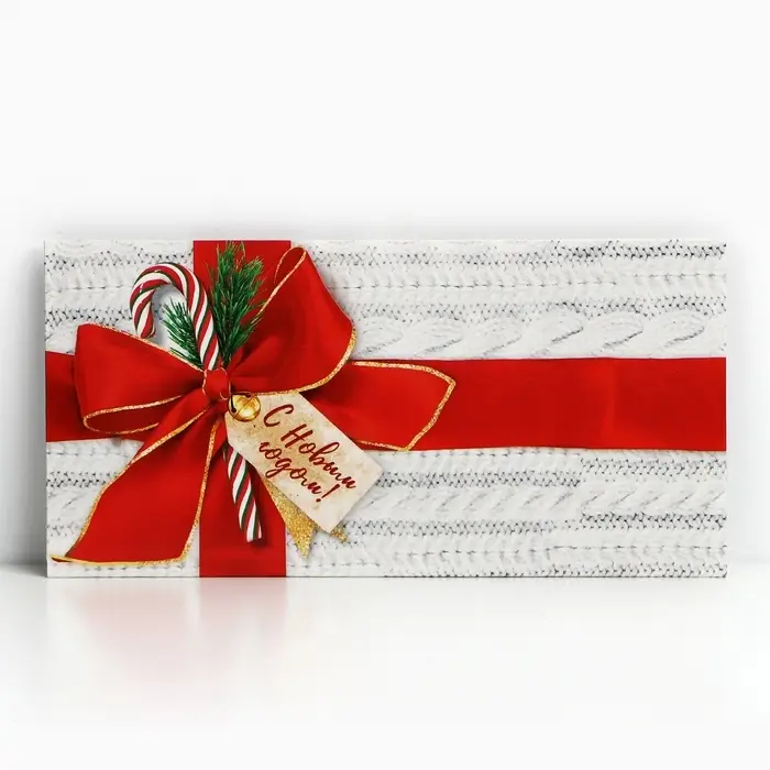 Конверт для денег без эффектов &laquo;С Новым годом&raquo;, бант, 16.5 х 8 см