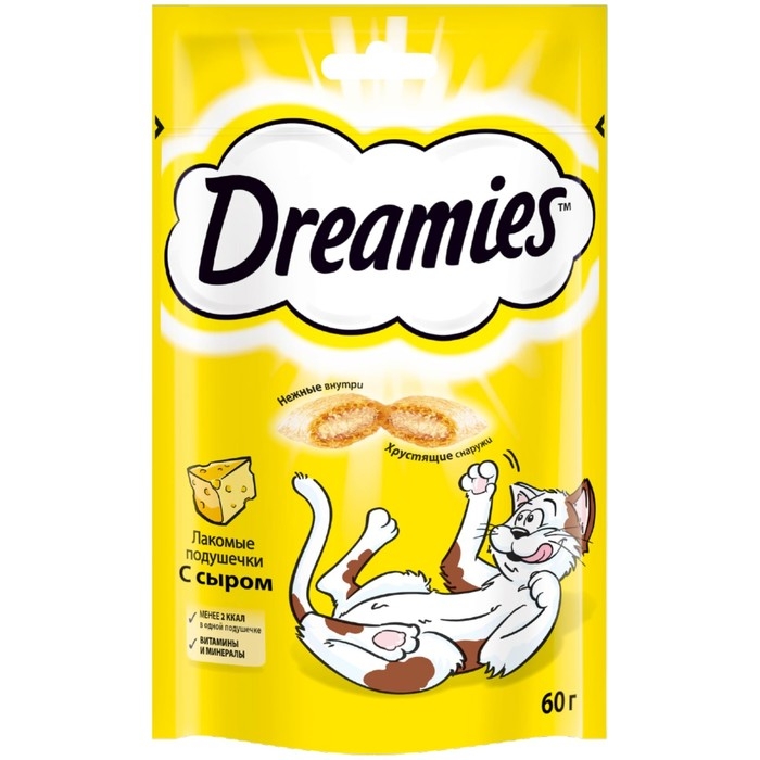 Лакомство Dreamies для кошек, сыр, 60 г