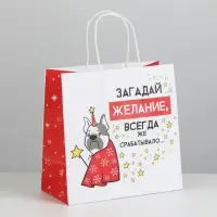 Пакет подарочный новогодний &laquo;Загадай желание&raquo;, 22 х 22 х 11 см