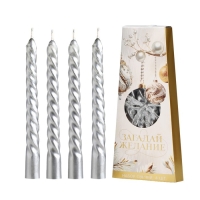 Свечи витые новогодняе &laquo;Новый год: Чудесных праздников&raquo;, 4 шт, 6,8 х 1