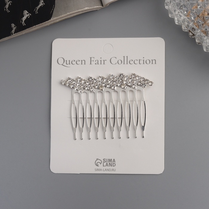 Гребень для волос "Медея" полосы диагональ, 6х4,5 см, серебро