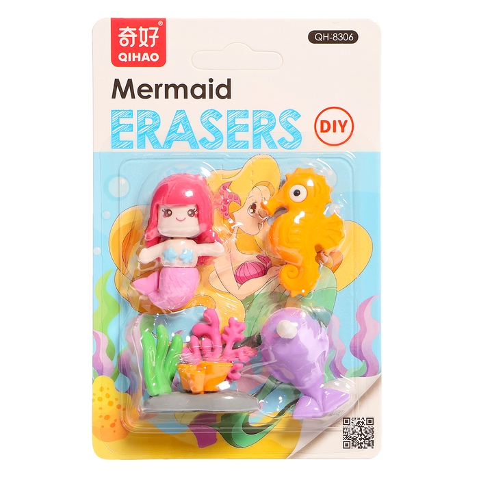 Игровой набор ластиков &laquo;Русалочка&raquo;, 4 шт., МИКС