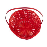 Корзина плетёная, 20&times;20&times;9 см, ручка h=25 см, бамбук, красная