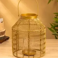 Подсвечник фонарь со стеклянной колбой 20х20х26 см, d 9 см, металл, цв. золото