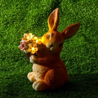 Садовая фигура "Зайка с букетом", 17х11х22 см, с подсветкой