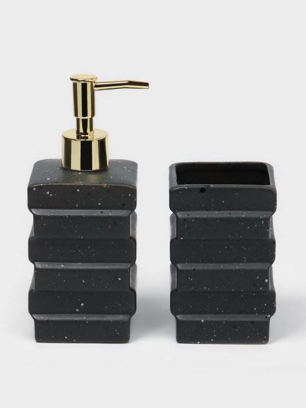Набор для ванной "Геометрия" 2 предмета (дозатор для мыла, стакан)