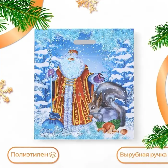 Пакет &laquo;Дед Мороз и Снегурочка&raquo;, полиэтиленовый с вырубной ручкой, 41&times;51 см