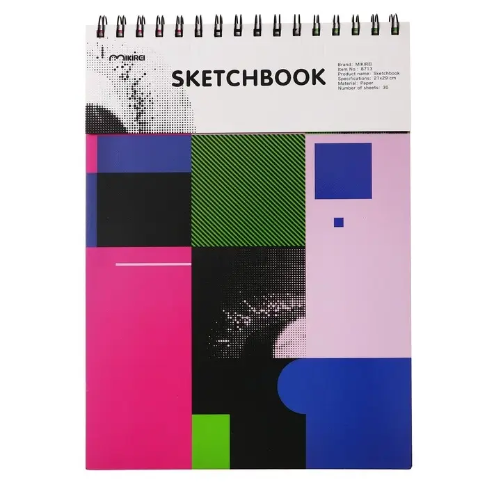 Скетчбук 21х29см для пастели, 30 листов , жесткая обложка, плотность 130 гр, МИКС