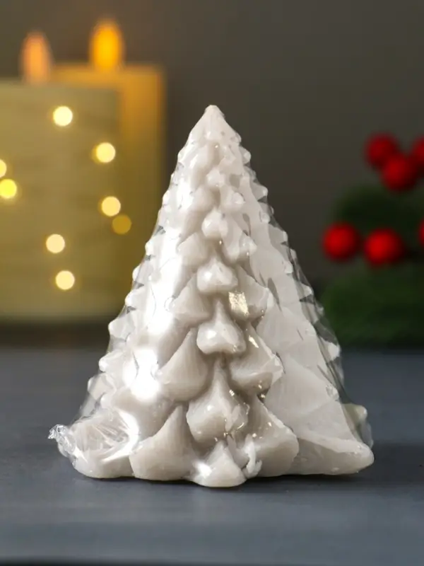 Свеча "Ель пушистая" 80х80х90 мм, серебро