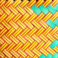 Сумка плетёная пластиковая 20х10х30 см, цв. бирюзовый-жёлтый