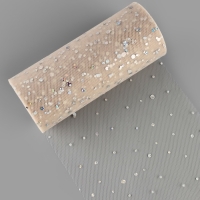 Фатин с блёстками, 15 см, 23 &plusmn; 1 м, 11 &plusmn; 1 г/кв.м, цвет бежевый №37