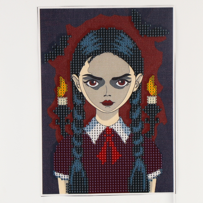 Алмазная мозаика на хеллоуин с частичным заполнением на холсте &laquo;Мрачная девочка&raquo;, 15 х 21 см