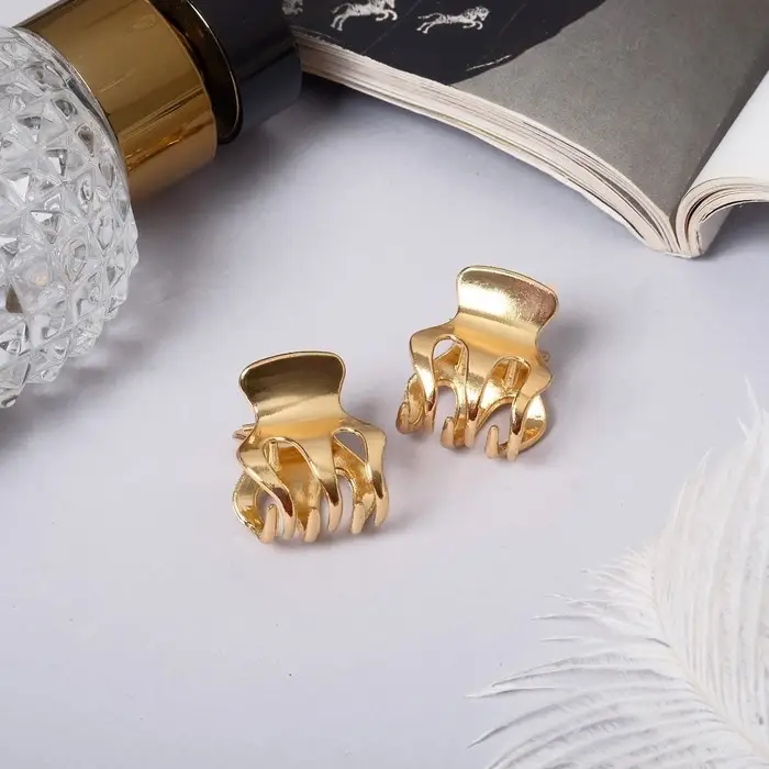 Краб для волос Краб для волос "Либерти" (набор 2 шт) зубчики классика, 2 см, золото