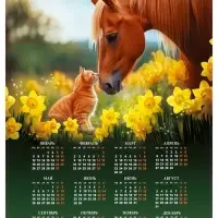 Календарь 2026 &laquo;Лошадь с котёнком&raquo;, А2