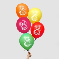 Воздушный шар латексный 12" &laquo;8 Марта&raquo;, 5 шт.