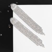 Серьги висячие со стразами &laquo;Лёд&raquo; полукруг, цвет белый в серебре