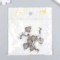 Декор для творчества металл "Ключик с трилистником" набор 6 шт серебро 1,5х4,2 см