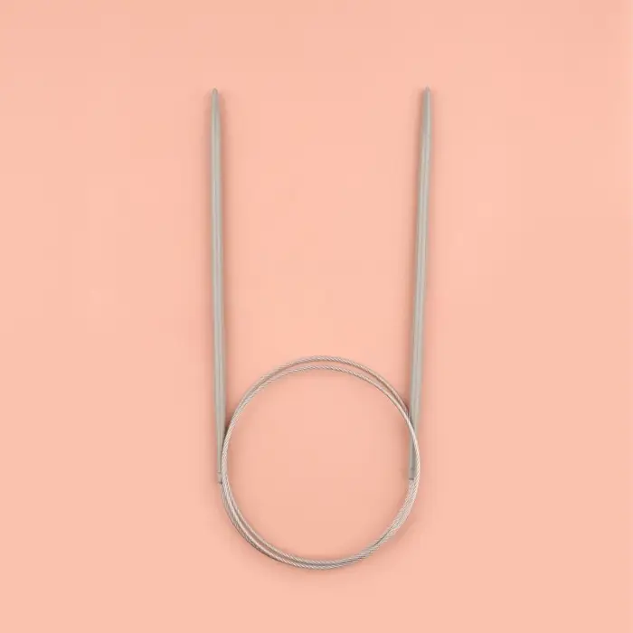 Спицы круговые, для вязания, с тефлоновым покрытием, с металлическим тросом, d=4 мм, 14/80 см