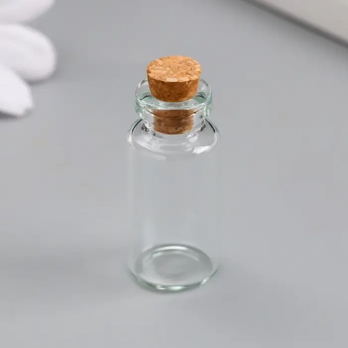 Маленькая стеклянная баночка прозрачная &laquo;Бутылочка с пробкой&raquo;, для творчества и декора, 3 мл 3.5&times;1.6&times;1.6 см